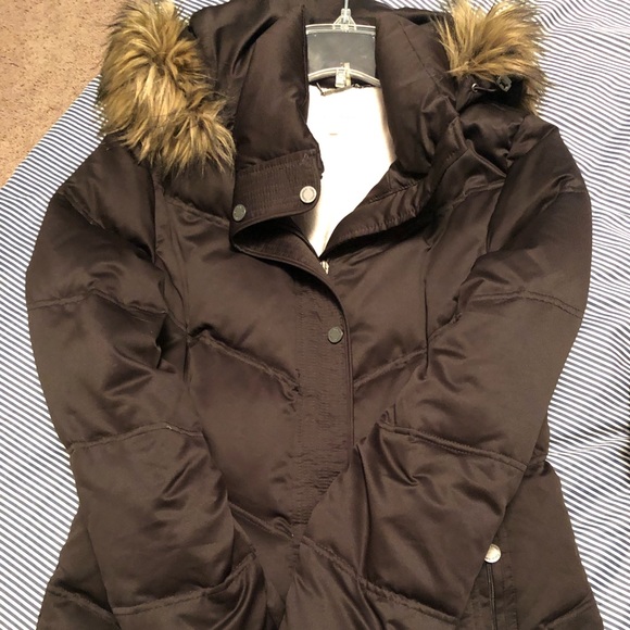 calvin klein winter coat with fur hood